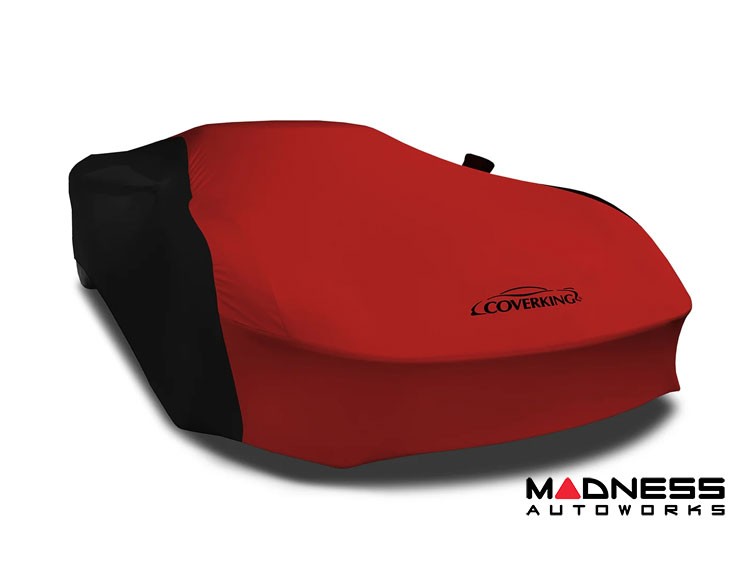 Volkswagen ID. Buzz Custom Fit Vehicle Cover - Satin Stretch - Red w/ Black Sides + Rear Passenger Charger Port Flap