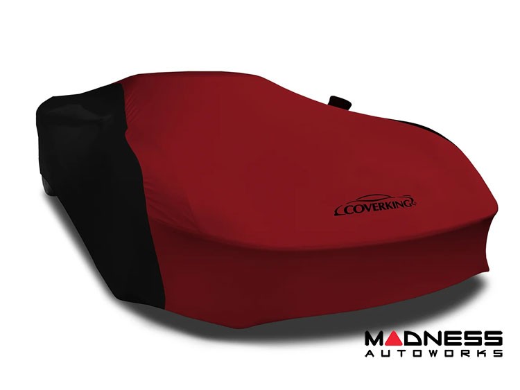 Volkswagen ID. Buzz Custom Fit Vehicle Cover - Satin Stretch - Pure Red w/ Black Sides + Rear Passenger Charger Port Flap