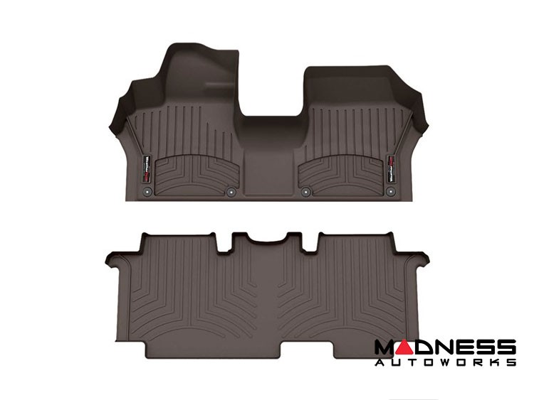 Volkswagen ID. Buzz Floor Liners - WeatherTech - Front & Rear - w/ 2nd Row Bench Seats - Cocoa