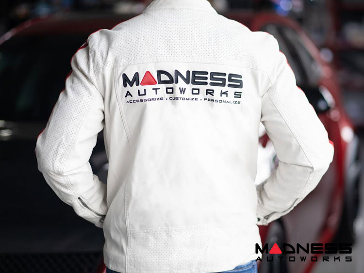 Leather Jacket - MADNESS Autoworks - White - Medium